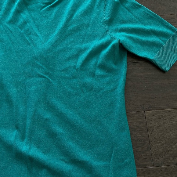 Ann Taylor Teal V-Neck Cotton Button Up Cardigan Size Med Business Casual Office - Picture 4 of 7